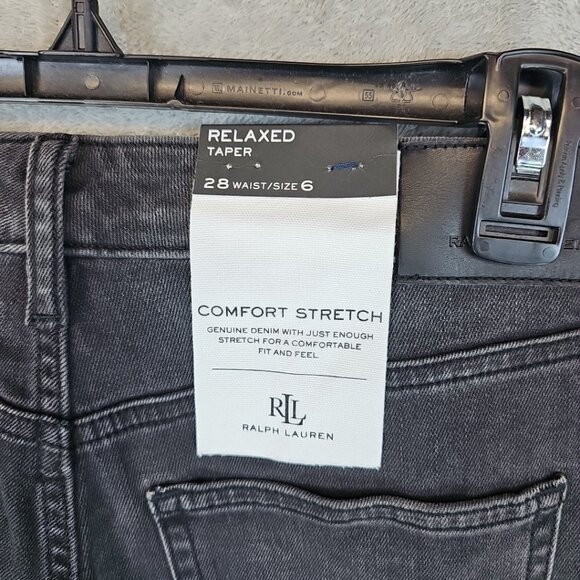 Lauren Ralph Lauren Relaxed Taper Jeans Womens Size 6 Black High Rise Stretch - Picture 6 of 7